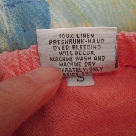 CP Shades LINEN Fanny MIDI Skirt Size S PULL ON Elastic Waist PINK Orange PLEAT - Picture 8 of 8